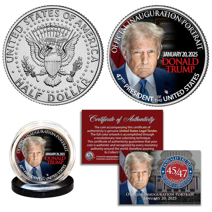 Donald Trump 47th President Official Portrait Collectible Half Dollar Coin