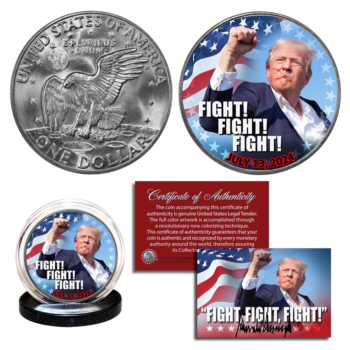 Trump "Fight, Fight, Fight" - Eisenhower Dollar Coin